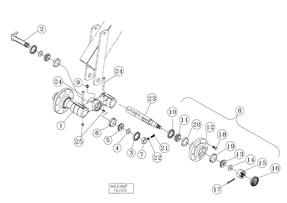 Схема запчастей Case IH TIGERMATE II - (44.100.04) - DOUBLE FOLD WALKING AXLE ASSEMBLY MAINFRAME ONLY 54-1/2 THROUGH 60-1/2 (44) - WHEELS