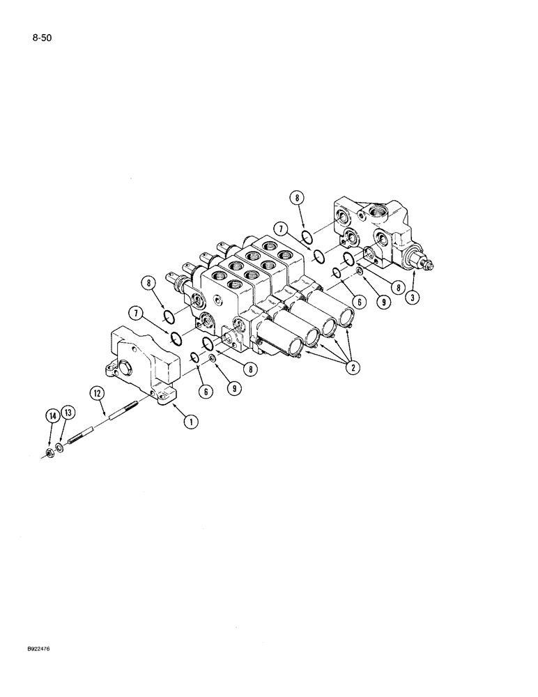 Схема запчастей Case IH 9210 - (8-050) - HYDRAULIC REMOTE VALVE ASSEMBLY (08) - HYDRAULICS