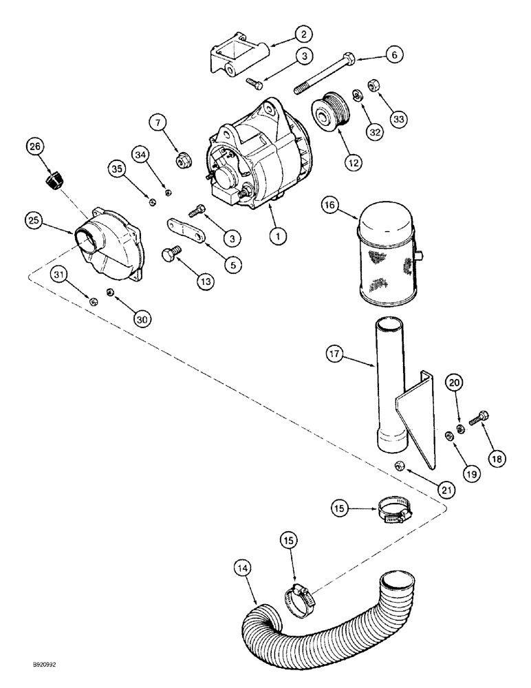 Схема запчастей Case IH 2022 - (4-46) - ALTERNATOR MOUNTING AND FILTER, 2022 COTTON PICKER (06) - ELECTRICAL SYSTEMS