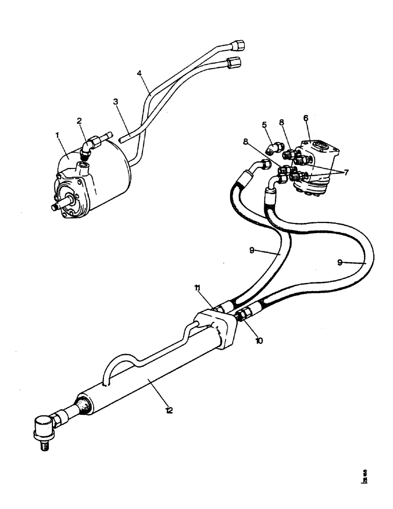 Схема запчастей Case IH 990 - (H30) - STEERING AND FRONT AXLE, PIPES AND FITTINGS - HYDROSTATIC POWER STEERING, STANDARD 1212 TRACTORS Steering & Front Axle