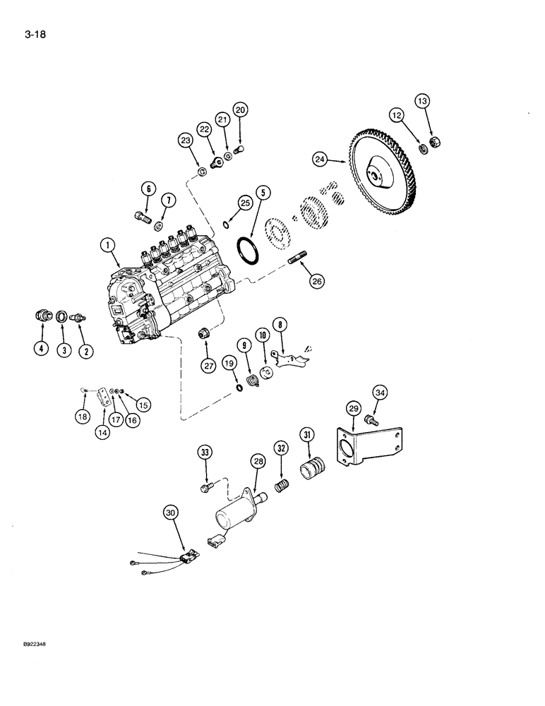 Схема запчастей Case IH 9230 - (3-018) - FUEL INJECTION PUMP AND DRIVE, 6TA-830 ENGINE, 9230 TRACTOR ONLY (03) - FUEL SYSTEM