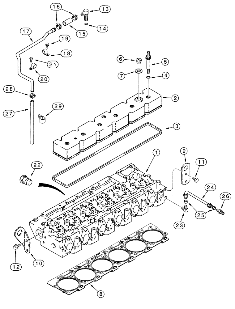 Схема запчастей Case IH 2555 - (02-16) - CYLINDER HEAD COVER (01) - ENGINE