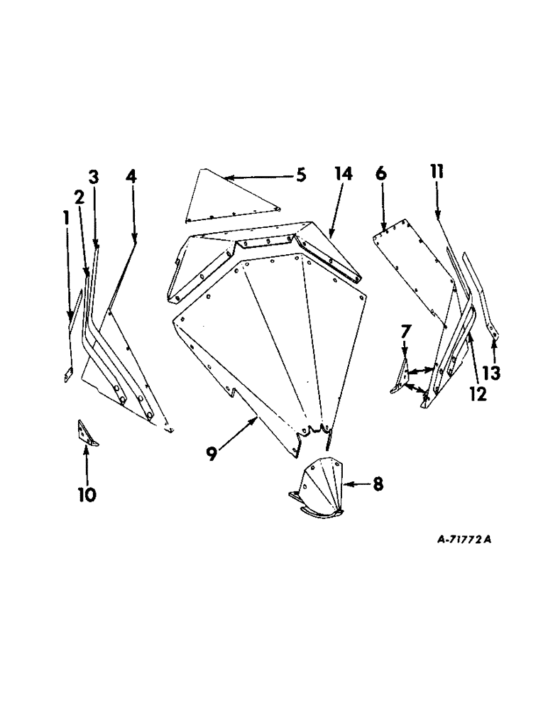 Схема запчастей Case IH 50 - (A-101) - WIDE-NARROW ROW CROP UNIT - DIVIDER COVER, BRACE AND SHOE (58) - ATTACHMENTS/HEADERS