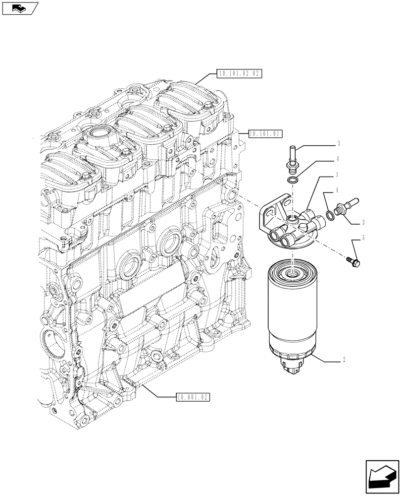 Схема запчастей Case IH F5AE9484G A010 - (10.206.01) - FUEL FILTER (504267419) (10) - ENGINE