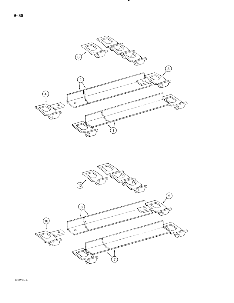 Схема запчастей Case IH 540 - (9-088) - APRON CHAIN, HEAVY DUTY LOCK TYPE, LINKS WITH INSIDE EDGE CURVED, MODEL 530 ONLY (09) - CHASSIS/ATTACHMENTS