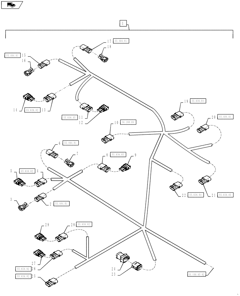 Схема запчастей Case IH 810 - (55.100.05[01]) - PRODUCT HARNESS, VIPER PRO (55) - ELECTRICAL SYSTEMS