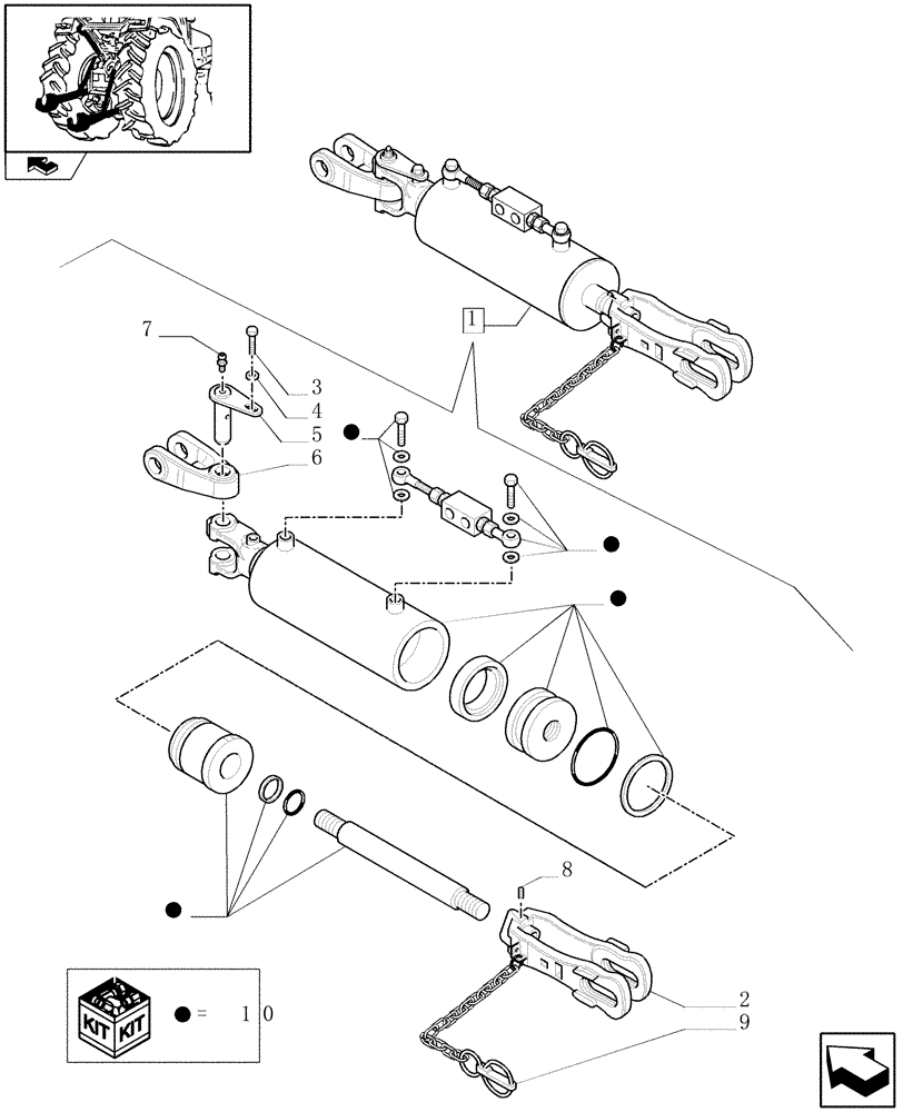 Схема запчастей Case IH MAXXUM 120 - (1.89.6/01A) - HYDRAULIC ADJUSTABLE LIFT-ROD - BREAKDOWN (09) - IMPLEMENT LIFT