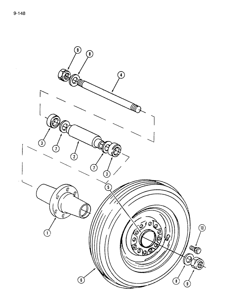 Схема запчастей Case IH 7200 - (9-148) - CASTER WHEEL AXLE - ENDWISE TRANSPORT, FOURTH OR TRAILING (09) - CHASSIS/ATTACHMENTS