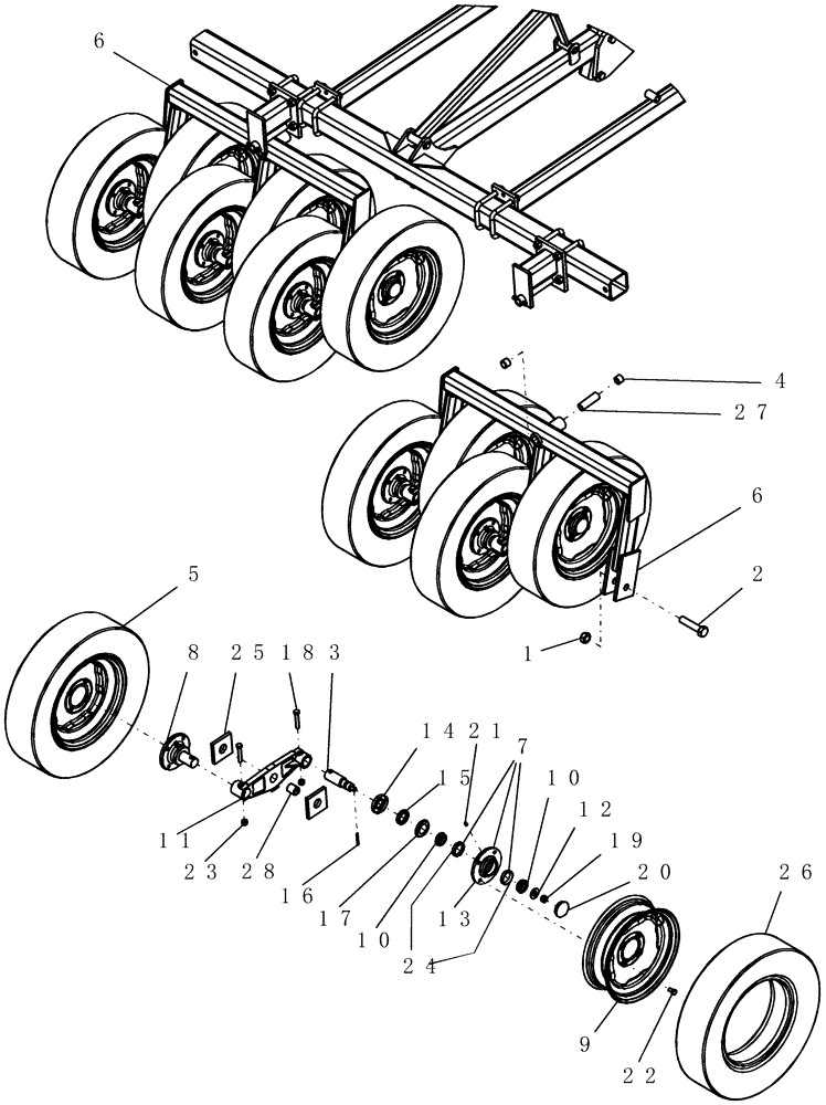 Схема запчастей Case IH 700 - (75.200.20) - PACKER, OUTER WING WALKING BEAM - 10" SPACING (75) - SOIL PREPARATION