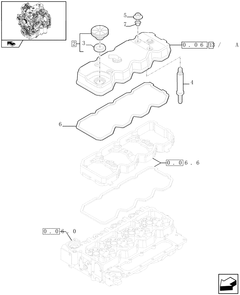 Схема запчастей Case IH MAXXUM 110 - (0.06.3) - CYLINDER HEAD COVERS (STD + VAR.330003-332115) (01) - ENGINE