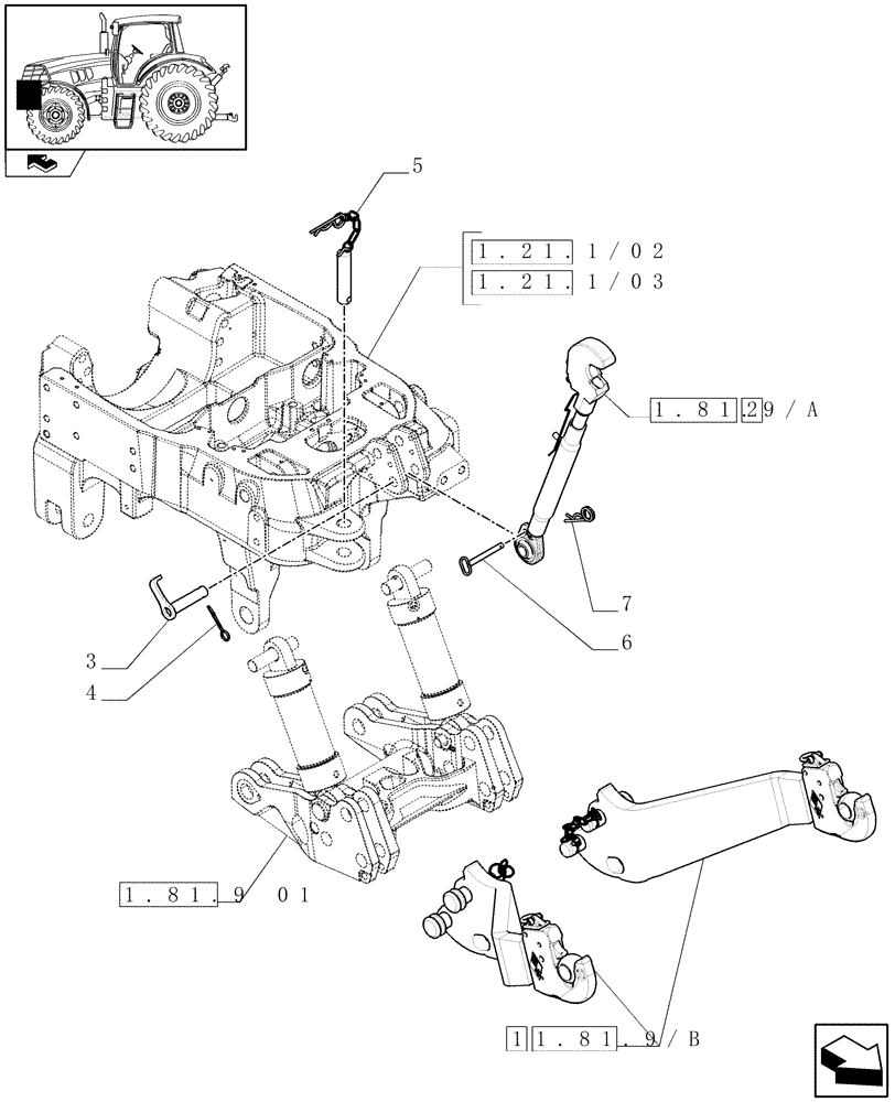 Схема запчастей Case IH MAXXUM 130 - (1.81.9[02]) - INTEGRATED FRONT HPL - IMPLEMENT ATTACHMENT (VAR.333648-334648-335648-336831-337831) (07) - HYDRAULIC SYSTEM