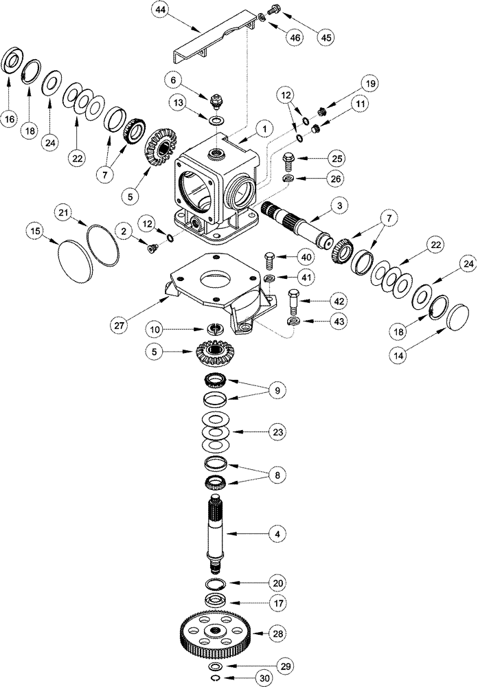 Схема запчастей Case IH CPX420 - (09A-14) - GEARBOX - DRUM NUMBER 3 (5 ROW NARROW) (13) - PICKING SYSTEM