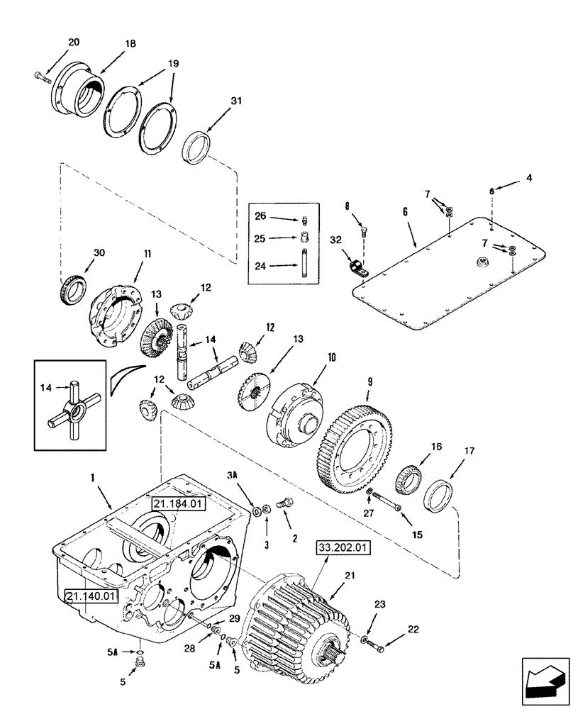 Схема запчастей Case IH 2588 - (21.130.04) - TRANSMISSION ASSY - HOUSING AND DIFFERENTIAL (21) - TRANSMISSION