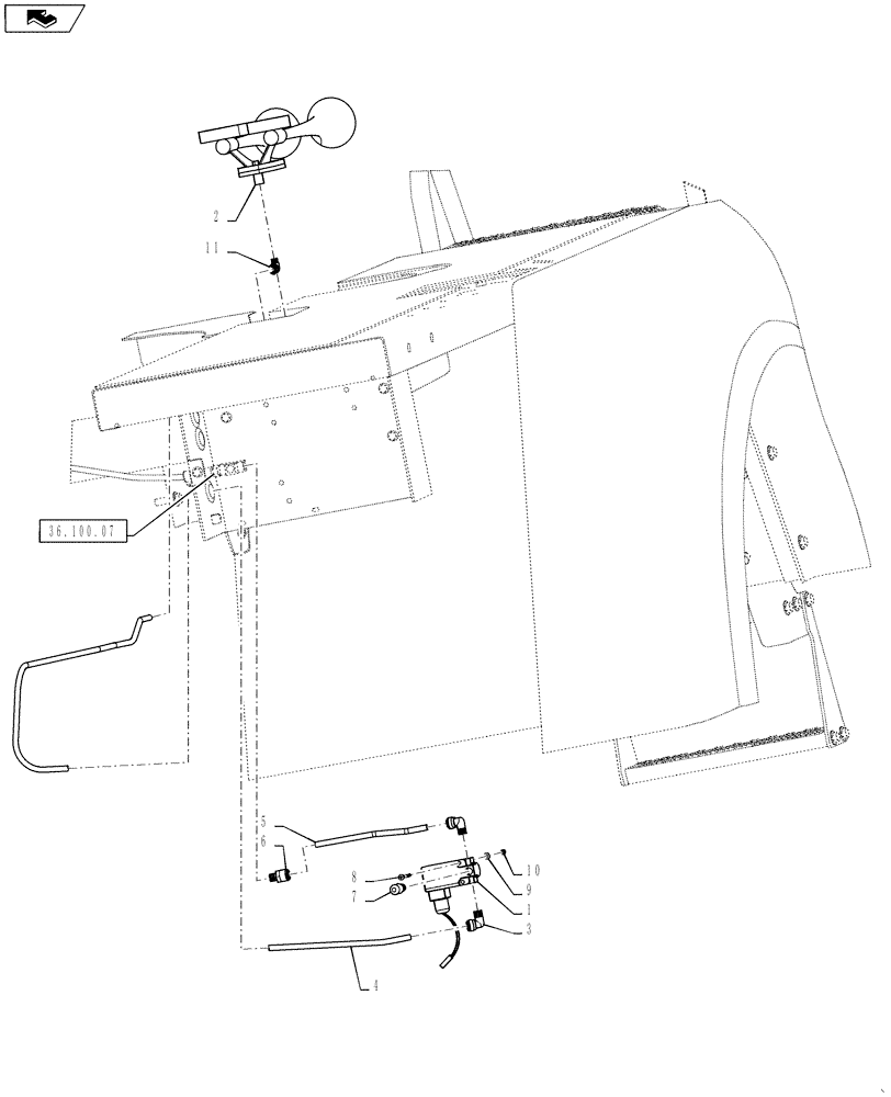 Схема запчастей Case IH TITAN 4030 - (36.200.01) - AIR HORN (36) - PNEUMATIC SYSTEM