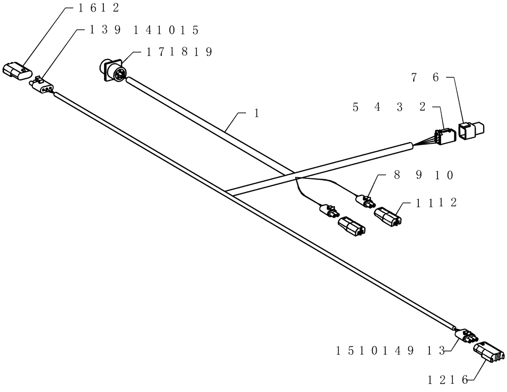 Схема запчастей Case IH 2280 - (55.100.02) - TRANSPORT BAR LIGHTING HARNESS (55) - ELECTRICAL SYSTEMS