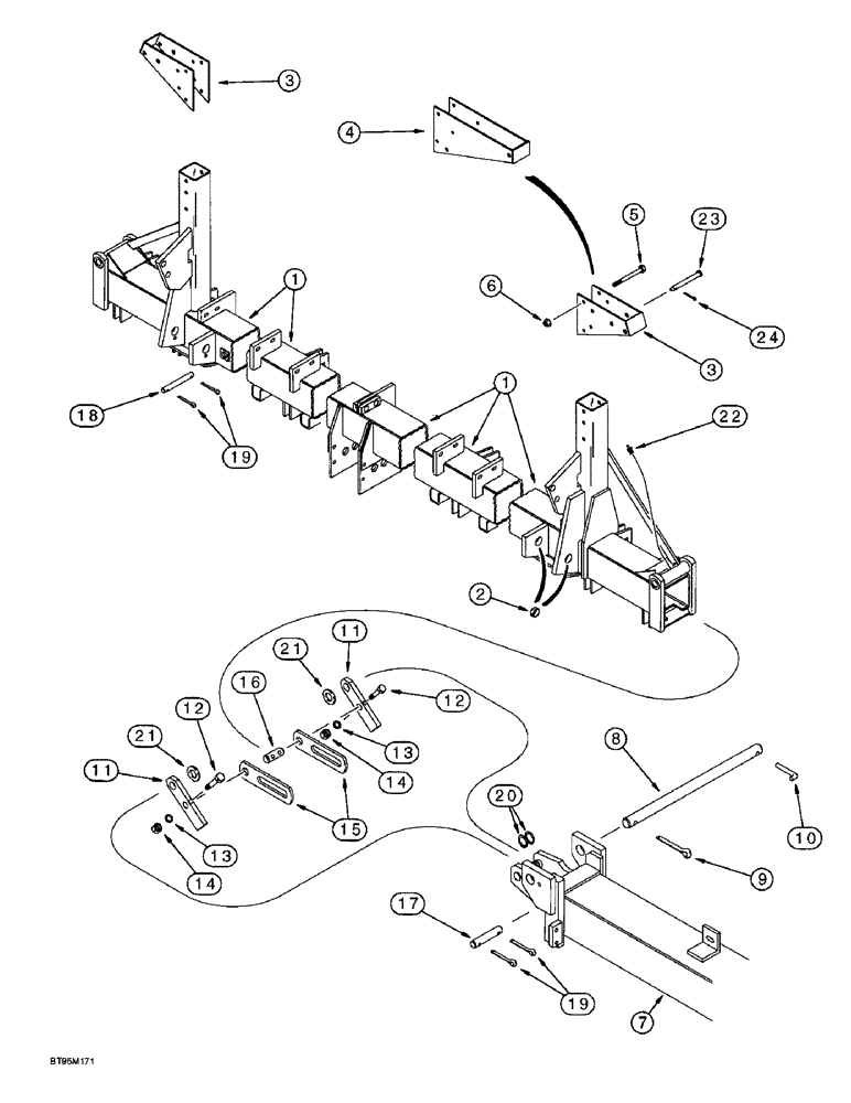 Схема запчастей Case IH 955 - (9A-010) - MAIN FRAME AND WING FRAMES, 12 ROW NARROW - VERTICAL FOLD (09) - CHASSIS/ATTACHMENTS