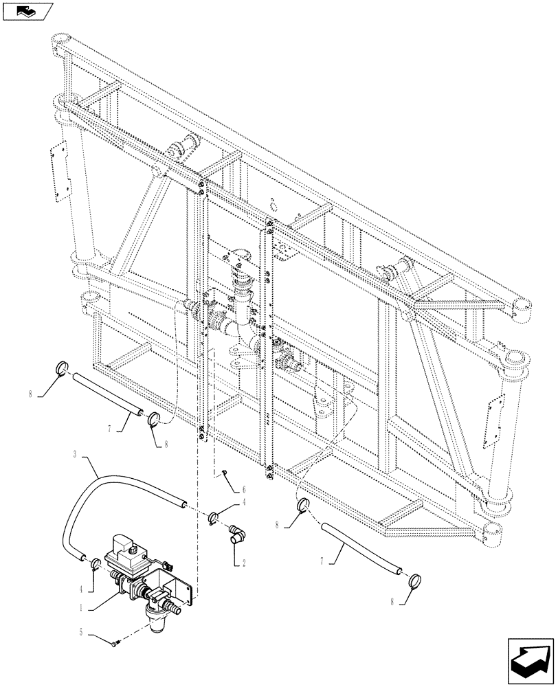 Схема запчастей Case IH 4420 - (09-026) - BOOM PLUMBING GROUP, 5 SECTION, CENTER SECTION Liquid Plumbing