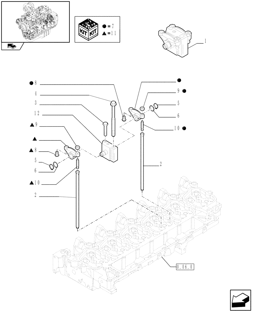 Схема запчастей Case IH F4GE9684B J604 - (0.06.6) - ROCKER SHAFT (2852895) 