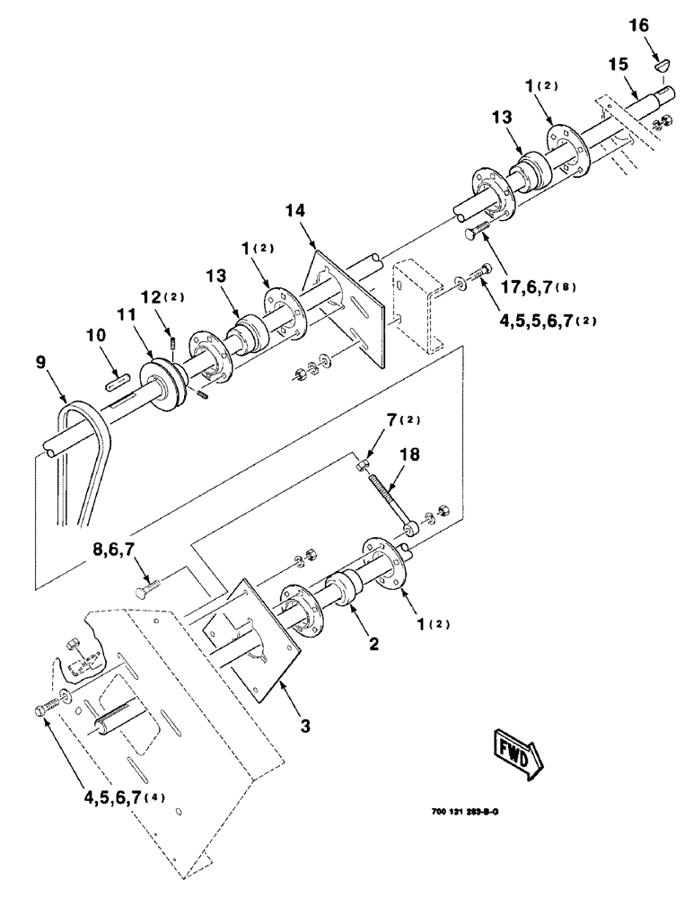 Схема запчастей Case IH 8820 - (2-14) - SICKLE DRIVE ASSEMBLY, RIGHT, 30 FOOT (09) - CHASSIS