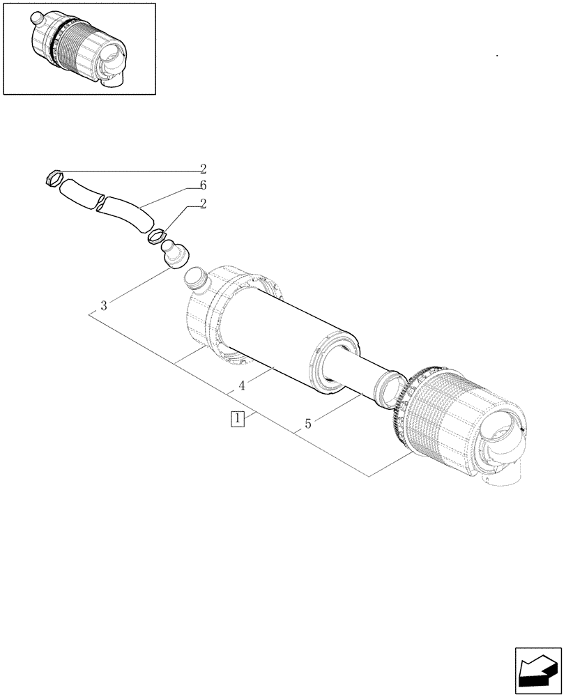 Схема запчастей Case IH JX1080U - (1.19.1/01) - (VAR. 199) DRY AIR CLEANER PIPES (02) - ENGINE EQUIPMENT