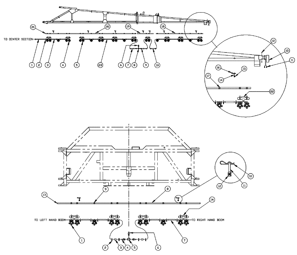 Схема запчастей Case IH PATRIOT 150 - (09-029) - 60 3-BOOM SHUTOFF - 20"/30" ON CENTER - NOZZLES Liquid Plumbing