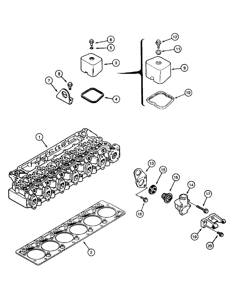 Схема запчастей Case IH 8850 - (10-40) - CYLINDER HEAD COVER, SERIAL NUMBER CFH0099001 THRU CFH0099164, THERMOSTAT AND HOUSING (02) - ENGINE