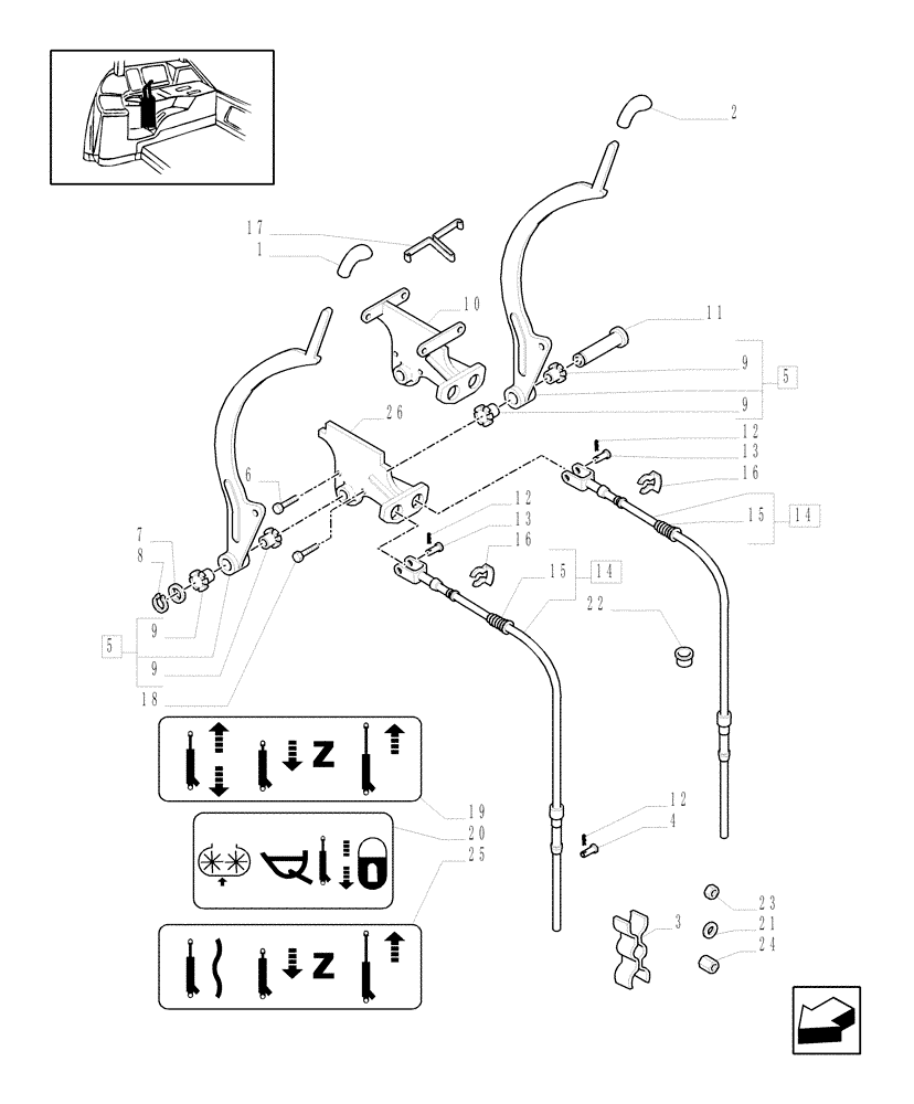 Схема запчастей Case IH MXU115 - (1.96.2/14[02]) - (VAR.343) LEVERS GOVERNING 4 CONTROL VALVES (EDC) (10) - OPERATORS PLATFORM/CAB