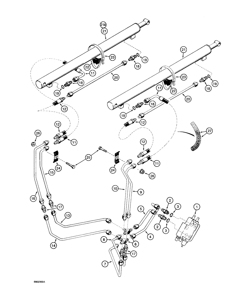 Схема запчастей Case IH 1825 - (8-20) - LOADER LIFT HYDRAULIC CIRCUIT (08) - HYDRAULICS