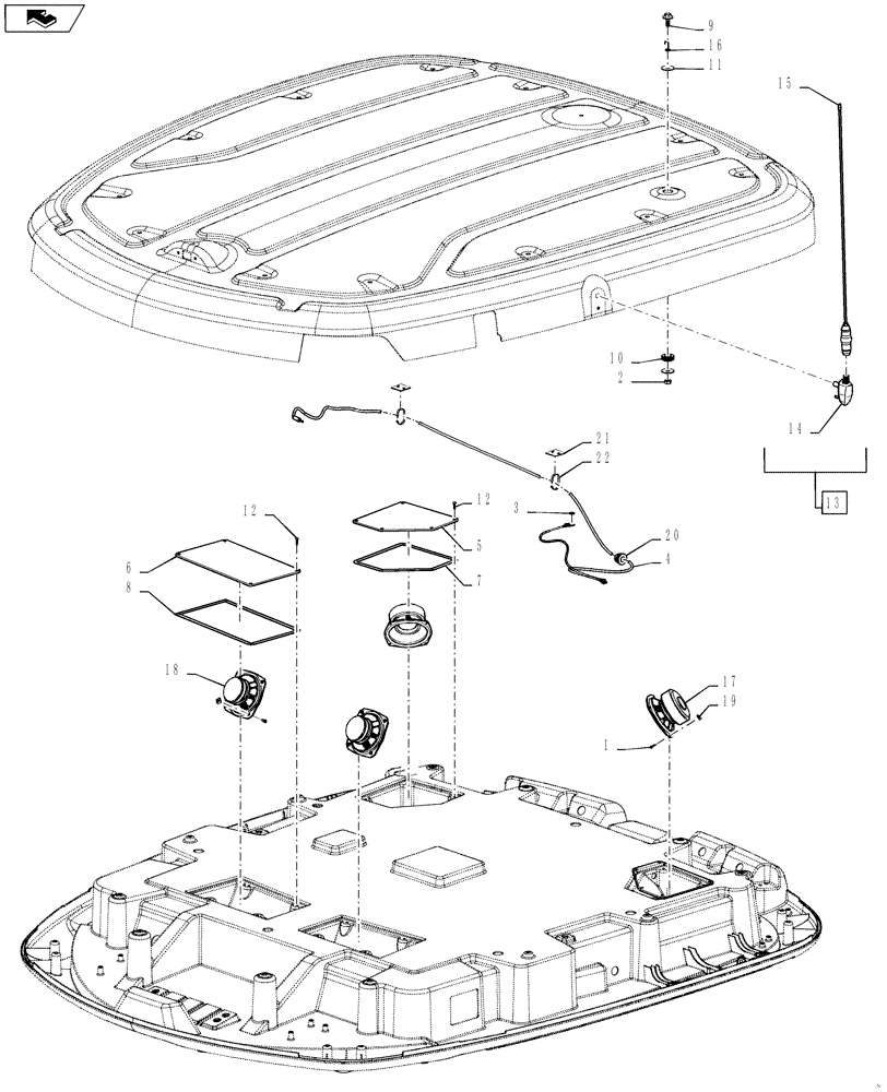 Схема запчастей Case IH TITAN 4530 - (55.510.05) - SPEAKERS AND ANTENNA (55) - ELECTRICAL SYSTEMS