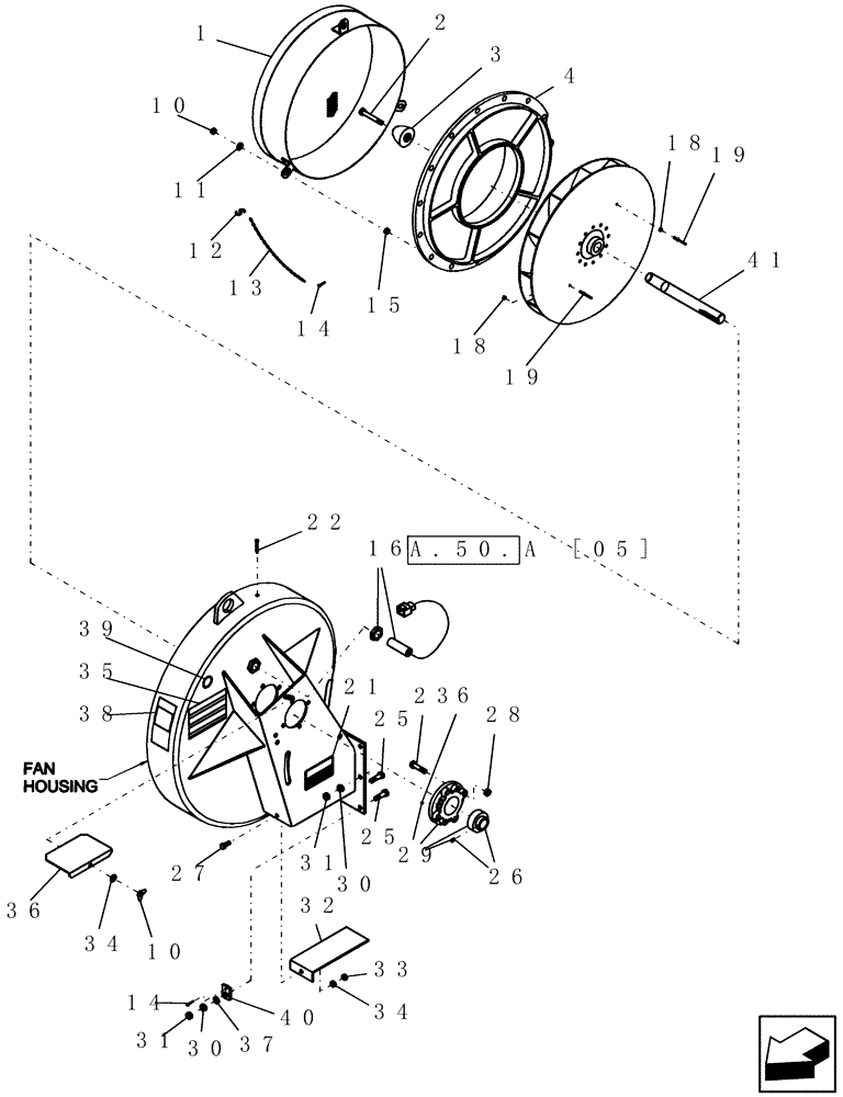 Схема запчастей Case IH ADX3360 - (L.10.D[02]) - SINGLE FAN ASSEMBLY L - Field Processing