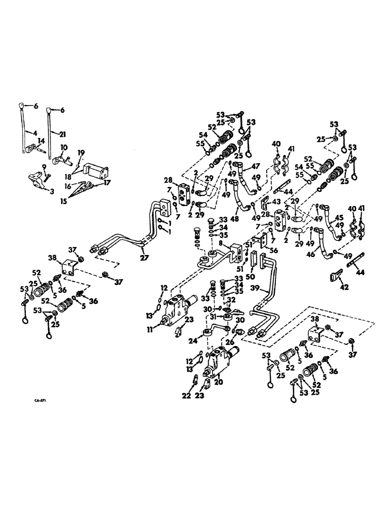 Схема запчастей Case IH 1456 - (10-21) - HYDRAULICS, AUXILIARY VALVES AND TUBES (07) - HYDRAULICS