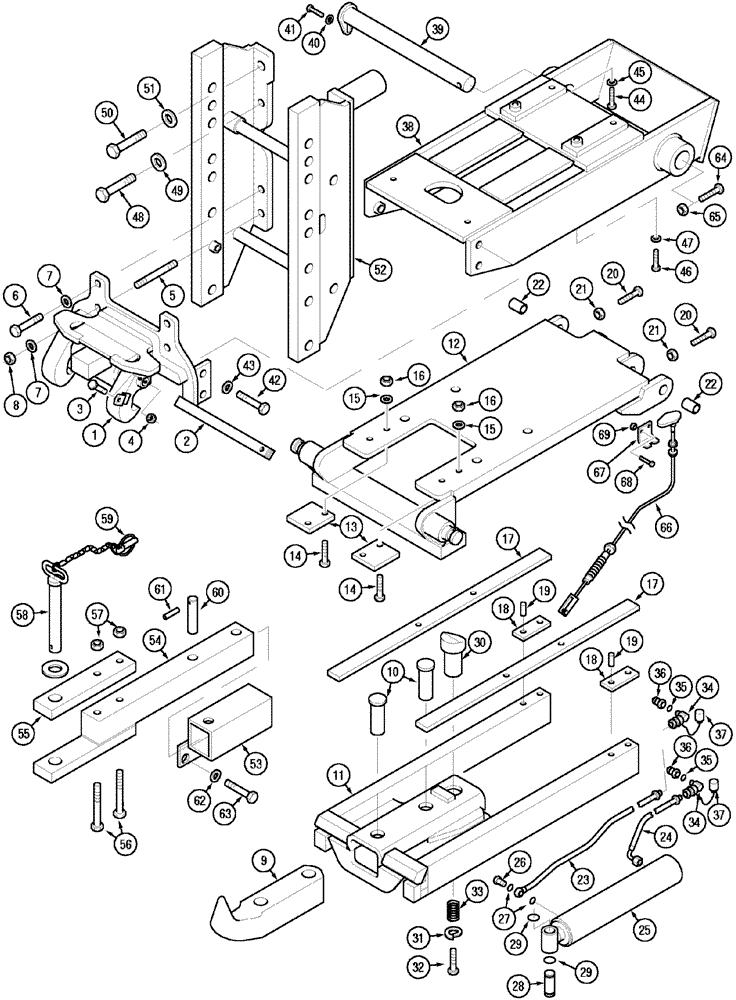 Схема запчастей Case IH MX150 - (09-64) - AUTOMATIC HITCH (37) - HITCHES, DRAWBARS & IMPLEMENT COUPLINGS