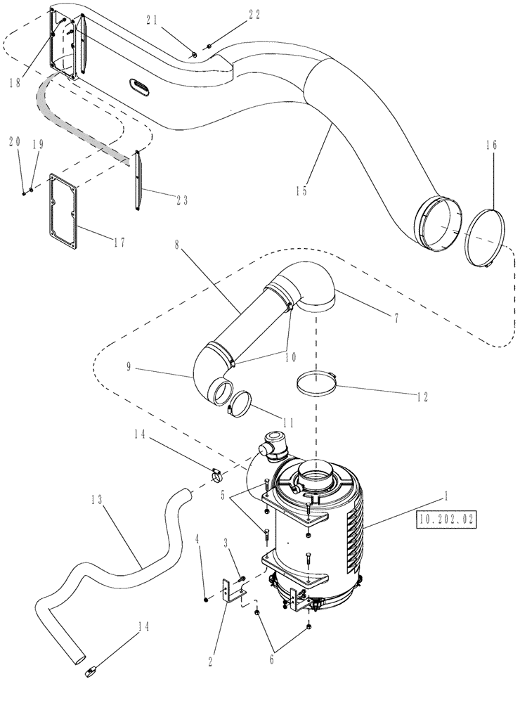 Схема запчастей Case IH 625 - (10.202.01) - ENGINE AIR CLEANER SYSTEM (10) - ENGINE