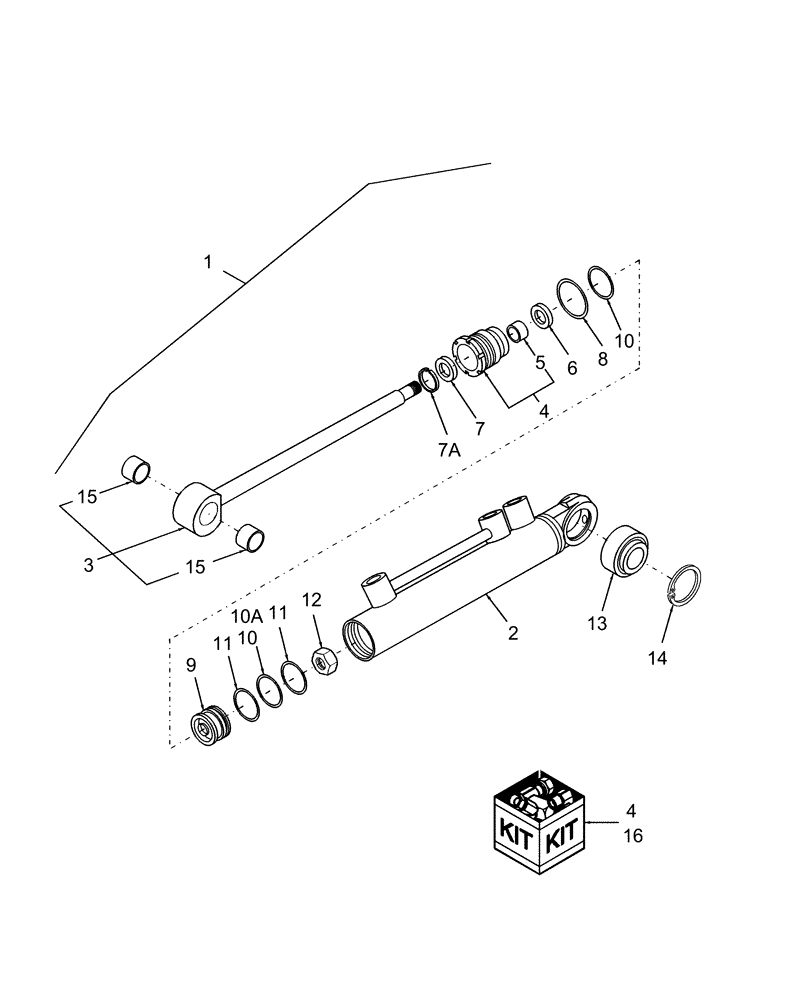 Схема запчастей Case IH D45 - (04.04.01) - POWER STEERING CYLINDER ASSEMBLY, W/2WD (04) - FRONT AXLE & STEERING