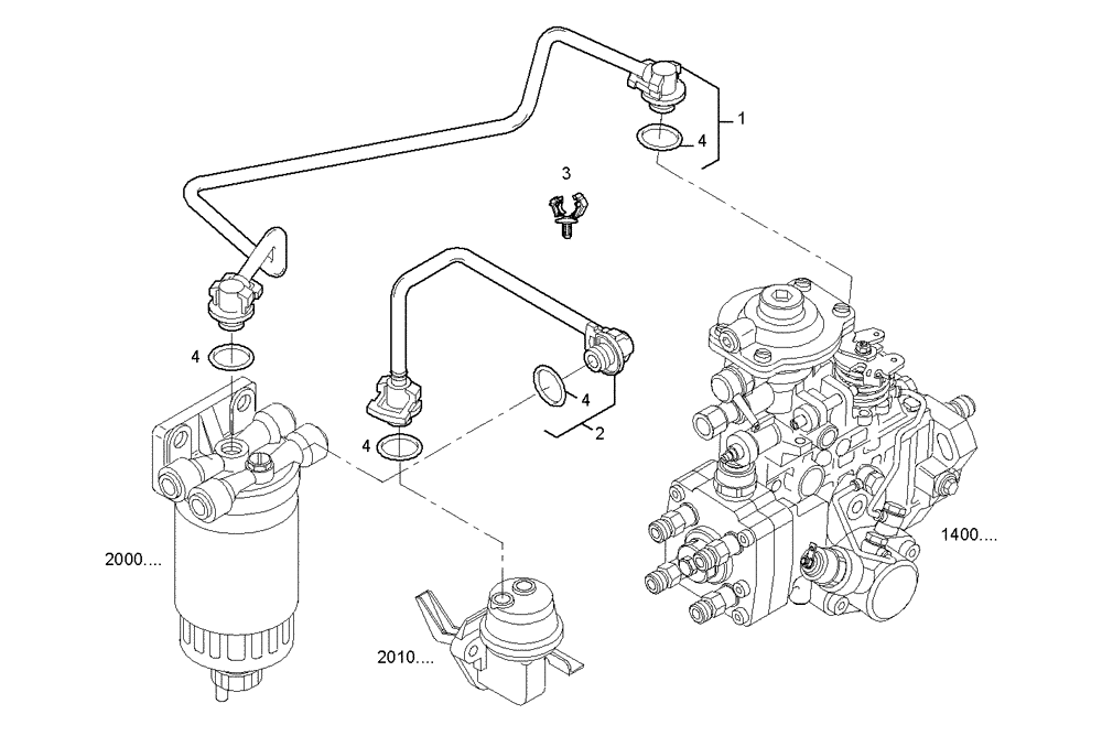 Схема запчастей Case IH F4GE0684C D600 - (2030.217) - FUEL LINES 