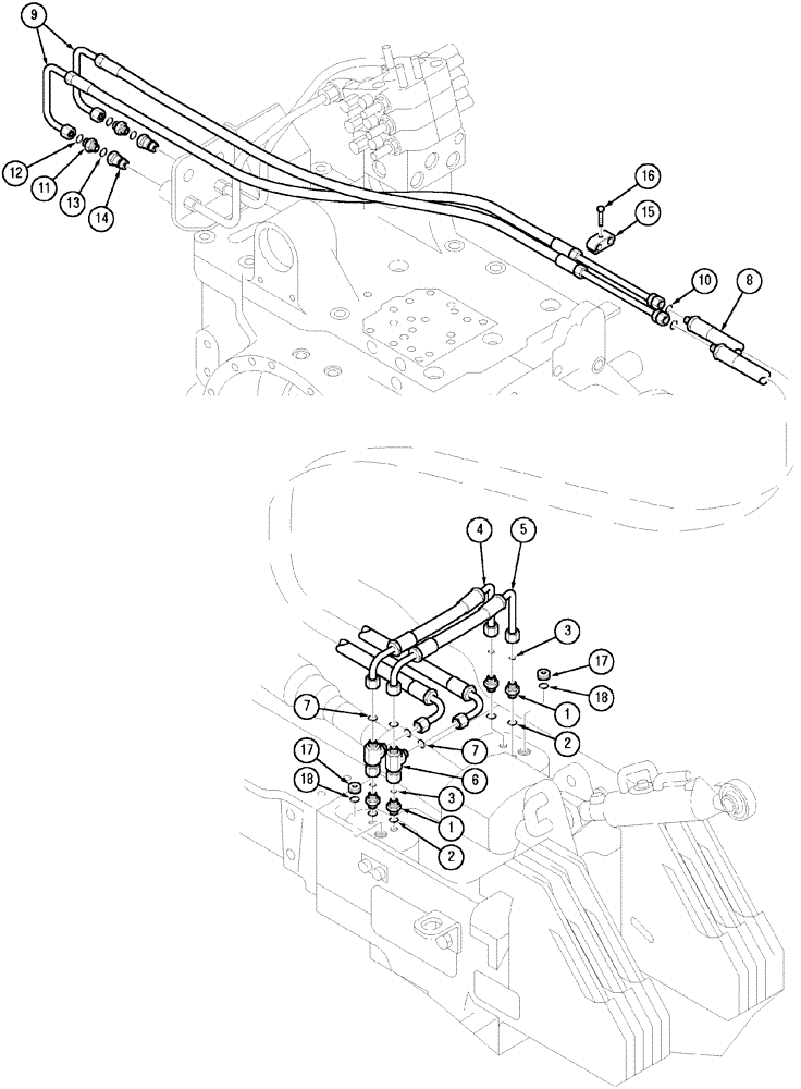 Схема запчастей Case IH MX150 - (08-25) - HYDRAULIC PIPING FRONT HITCH (35) - HYDRAULIC SYSTEMS