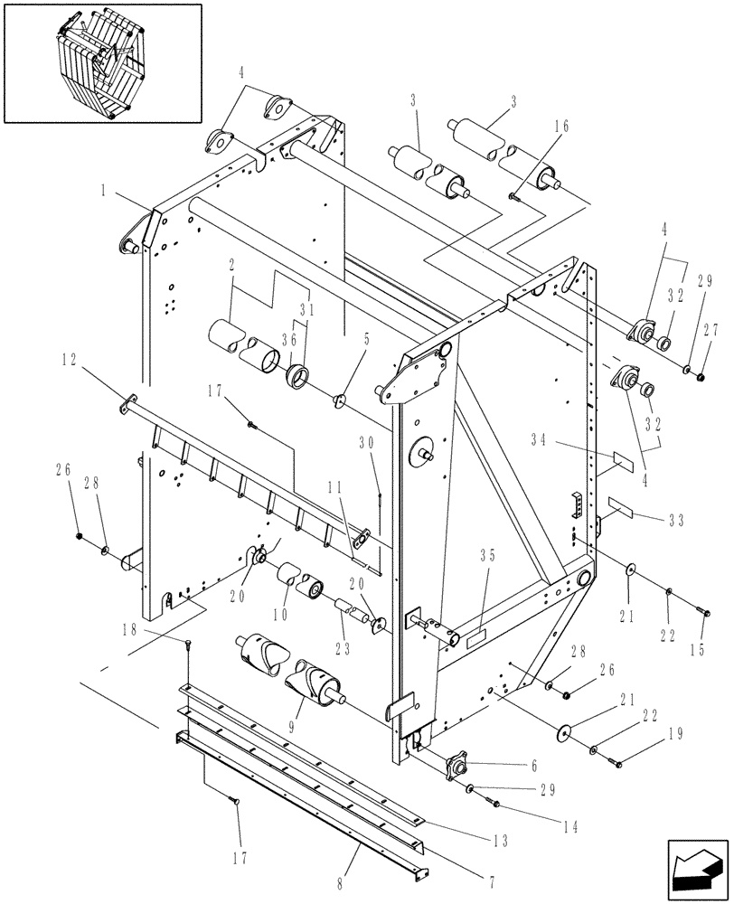 Схема запчастей Case IH RBX462 - (14.44[1]) - TAILGATE & LOOP ROLL, PRIOR TO P.I.N. HBJ00068079 (14) - BALE CHAMBER