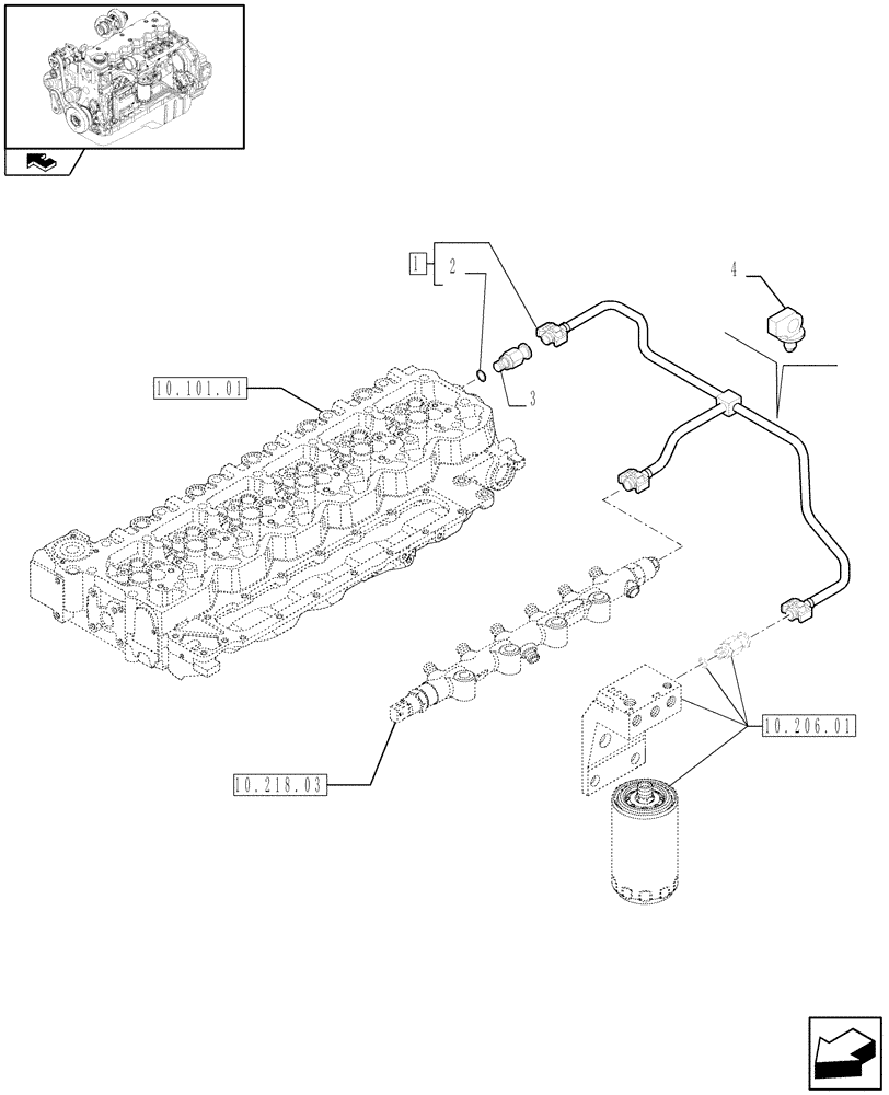 Схема запчастей Case IH F4HE9684D J103 - (10.218.05) - INJECTION EQUIPMENT - PIPING (2855335) 