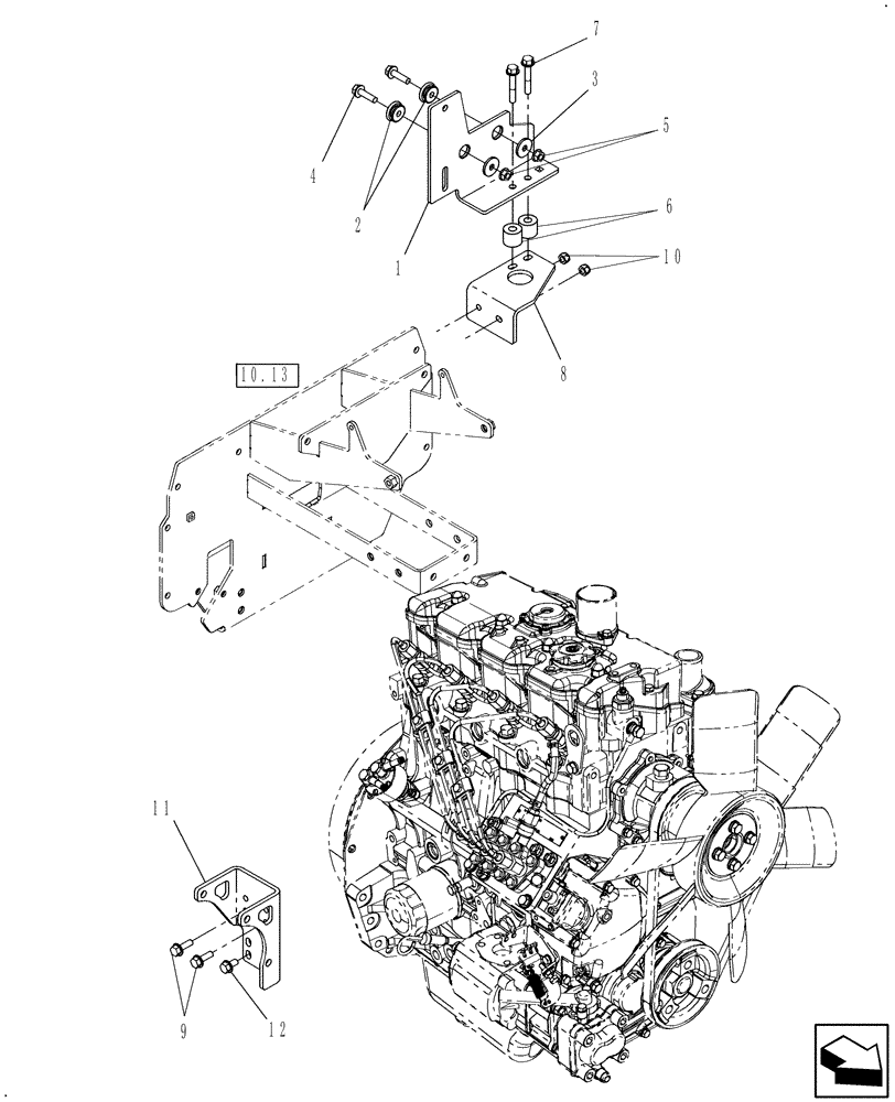 Схема запчастей Case IH FARMALL 40 - (02.04.01) - AIR CLEANER BRACKET (02) - ENGINE EQUIPMENT