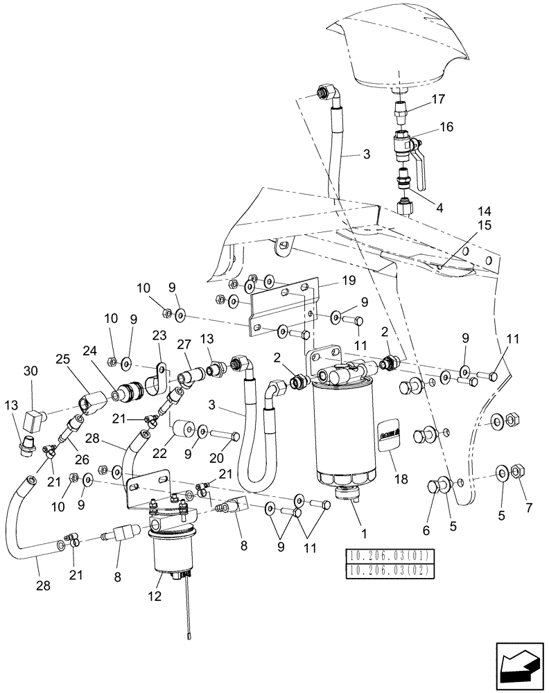 Схема запчастей Case IH 7010 - (10.246.03[02]) - FUEL SYSTEM - 7010/8010 (10) - ENGINE