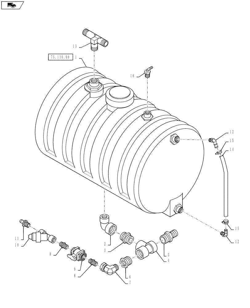 Схема запчастей Case IH 3330 - (75.130.07) - FOAMER TANK PLUMBING GROUP (75) - SOIL PREPARATION