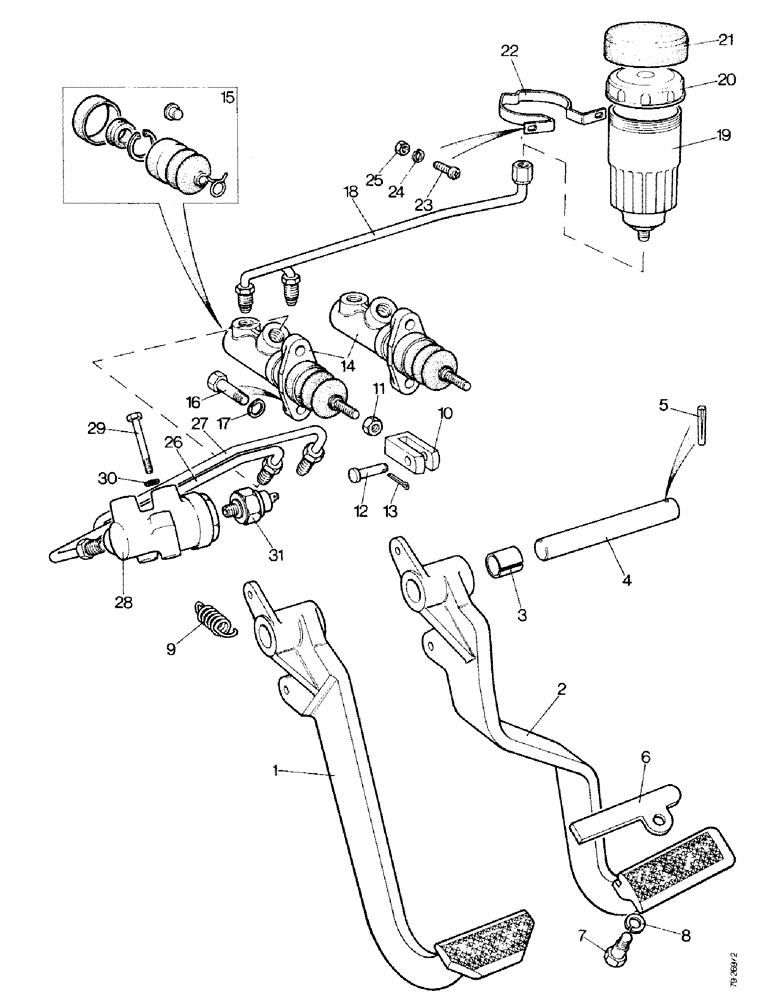 Схема запчастей Case IH 1490 - (J04-1) - BRAKE PEDALS, MASTER CYLINDERS AND BALANCE VALVE, LOW PROFILE, PRIOR TO P.I.N. 11182354 (5.1) - BRAKES