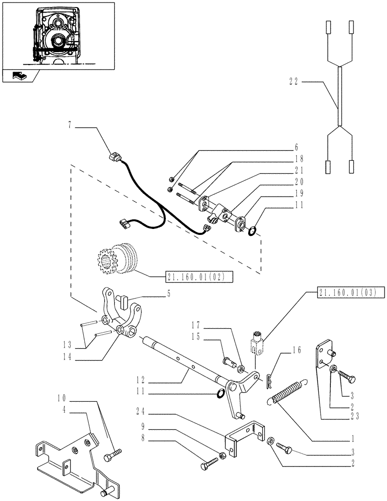 Схема запчастей Case IH MAGNUM 180 - (21.160.01[01]) - CREEPER GEAR ATTACHMENT, REDUCTION UNIT CONTROLS FOR POWERSHIFT TRANSMISSION (21) - TRANSMISSION