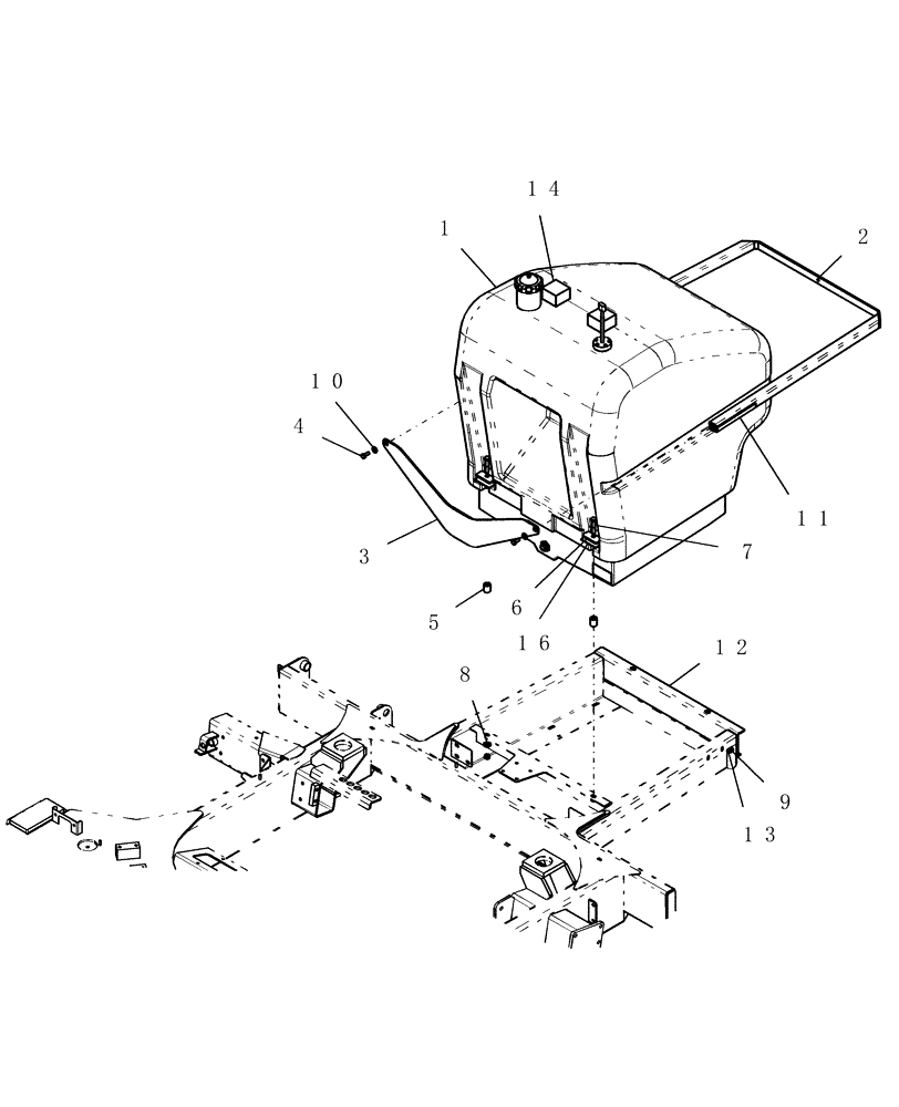 Схема запчастей Case IH SPX4410 - (04-036) - MOUNT, FUEL TANK GROUP Suspension & Frame