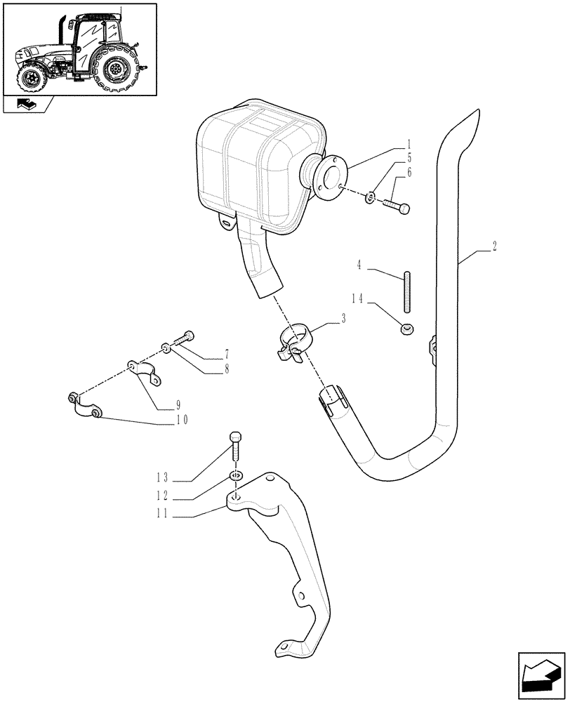 Схема запчастей Case IH FARMALL 95N - (1.15.1/05) - VERTICAL EXHAUST - W/CAB (VAR.330151) (02) - ENGINE EQUIPMENT