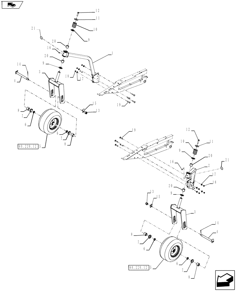 Схема запчастей Case IH 3016 - (60.220.11) - CASTER GUAGE WHEEL (60) - PRODUCT FEEDING