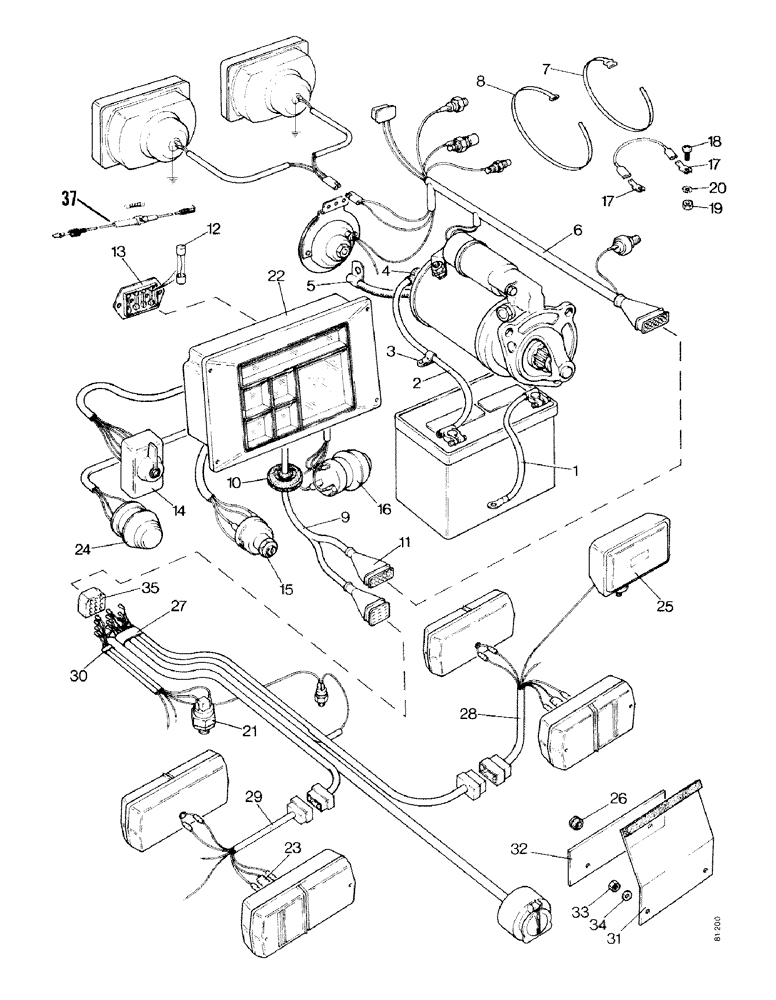 Схема запчастей Case IH 1490 - (S13-1) - WIRING, HIGH PLATFORM (06) - ELECTRICAL SYSTEMS