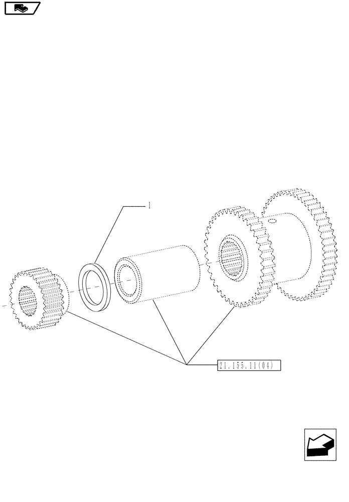 Схема запчастей Case IH MAGNUM 190 - (21.155.11[08]) - SPEED GEARS AND CLUTCHES, SHIMS, WITH POWERSHIFT TRANSMISSION (21) - TRANSMISSION