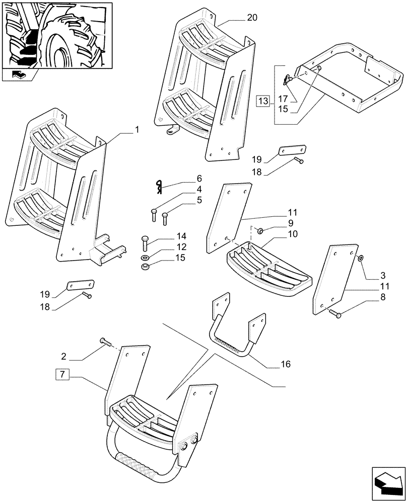 Схема запчастей Case IH PUMA 195 - (1.90.2) - FOOT STEP (10) - OPERATORS PLATFORM/CAB