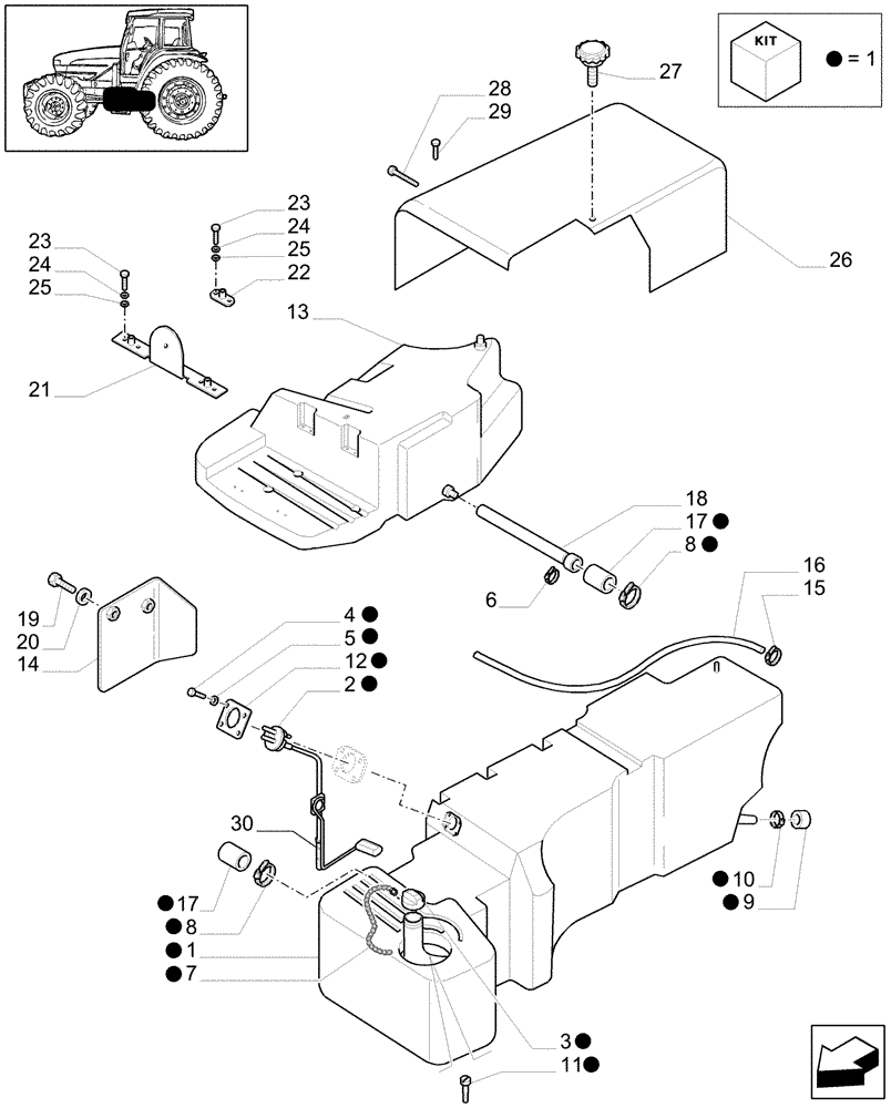 Схема запчастей Case IH MXM140 - (1.14.0[01B]) - FUEL TANK - D5317 (02) - ENGINE EQUIPMENT